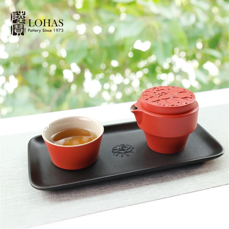 陆宝陶瓷茶具花好月圆茶礼一壶一杯带茶盘托盘礼盒装收纳便携茶组