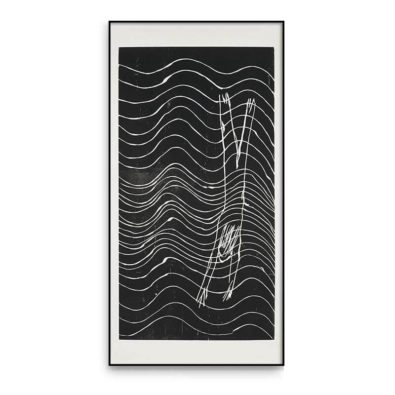 必画北欧简约时尚黑白线条游泳装饰画铝合金外框挂画玄关书房壁画
