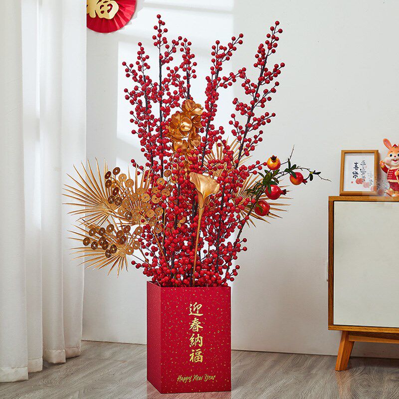 新年元旦装饰用品创意发财树福桶摇钱树桌面柜台摆件橱窗装扮美陈