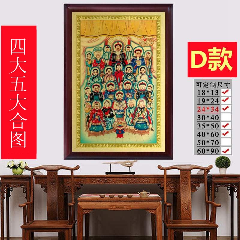 黑老太太图胡黄常蟒柳像金属挂画四大五大家带框家居堂厅庙宇摆件
