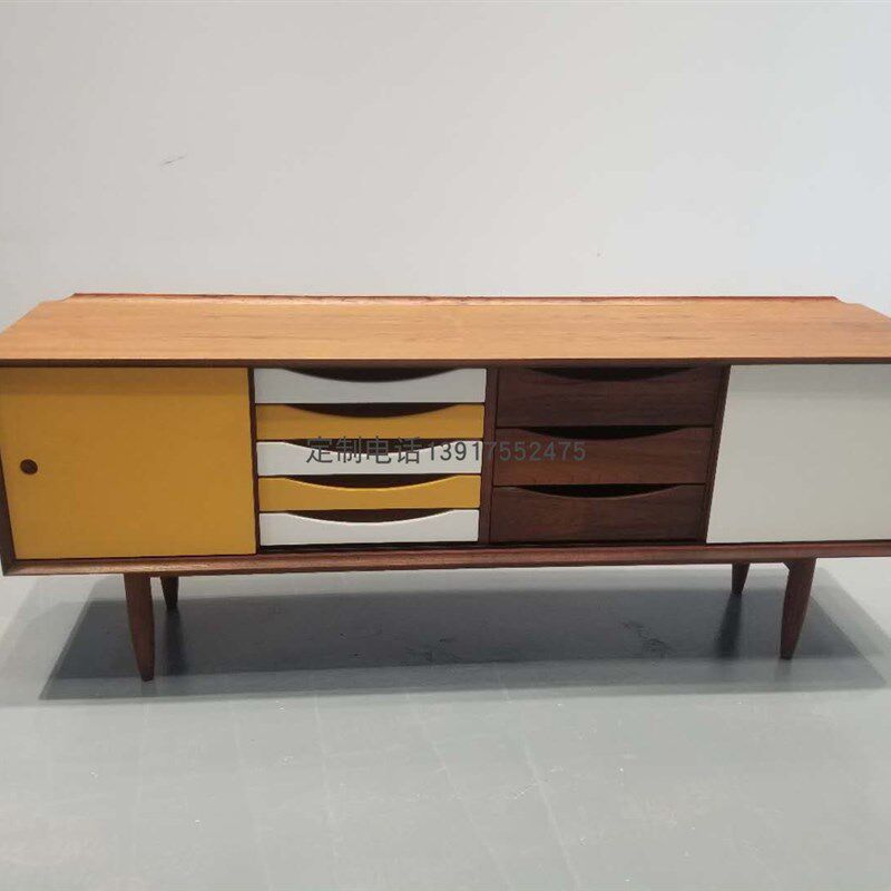中古风格设计组装电视柜北欧陈列展示边柜装置艺术家具原木视听柜
