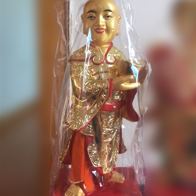 樟木 招财进宝童子木雕佛像