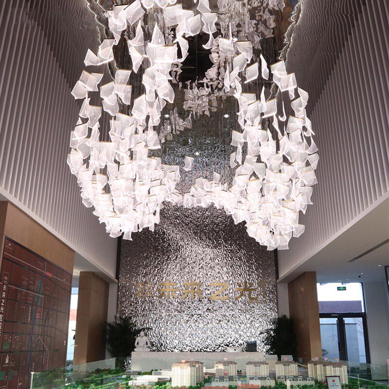 售楼部沙盘美容院酒店前台商场别墅客厅挑空跃层复式楼梯艺术吊灯
