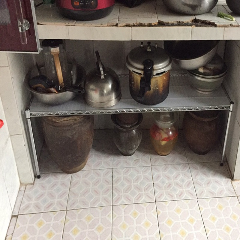 厨房单层置物架一层夹层橱柜隔层烤箱碗架衣柜40分层调节不锈钢色