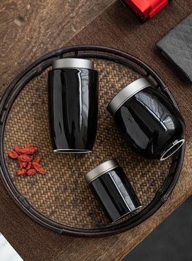 合金盖色釉迷你茶叶罐便捷旅行存茶罐陶瓷小茶罐密封茶叶包装盒