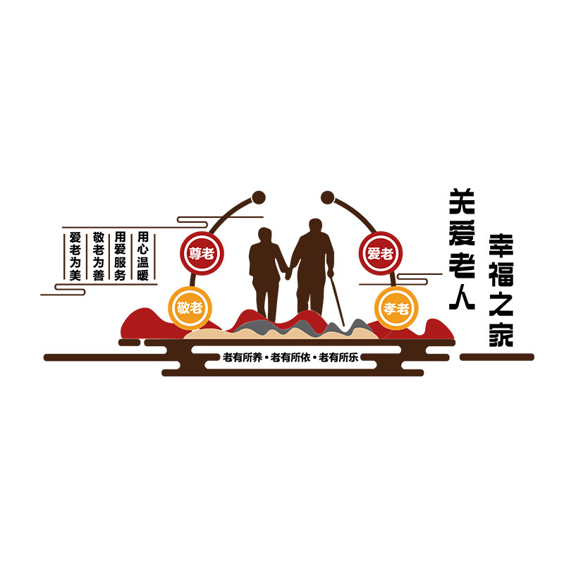 养老院墙贴纸孝敬老院传统文化背景墙面装饰画关爱老人创意布置