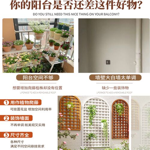 花园阳台绿植爬藤墙面墙上壁挂网格置物架花架户外庭院免打孔装饰