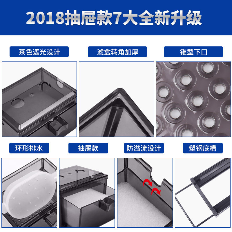 鱼缸滴流盒过滤盒上置上滤过滤器低水位过滤槽乌龟缸储水式水族箱