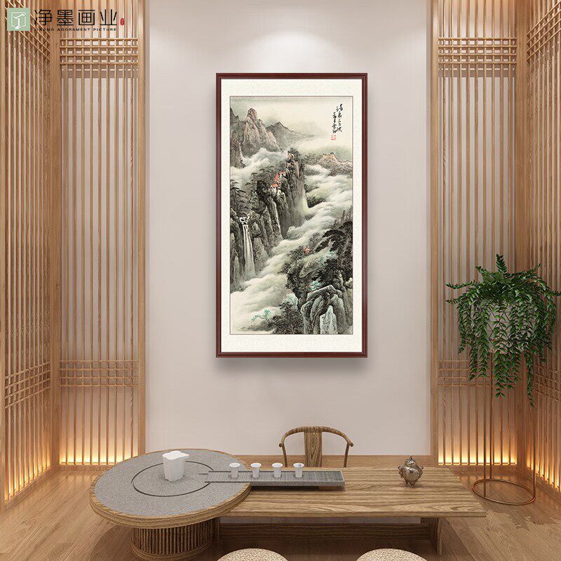 中式禅意装饰画玄关入户书房办公室背景墙走廊山水画水墨壁画挂画