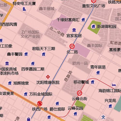 2024新款沈阳市区地图贴图办公室挂图高清防水超大装饰画定制