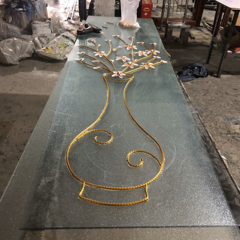 雕刻艺术玻璃定制 5mm/8mm白玻银镜茶镜灰镜灰玻车刻菱形屏风隔断