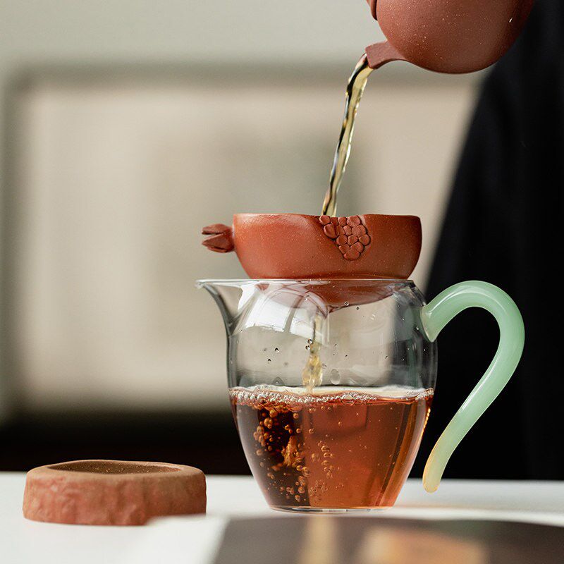 器想茶谈紫砂茶漏茶滤套组家用功夫茶水分离器茶隔托高档石榴茶具