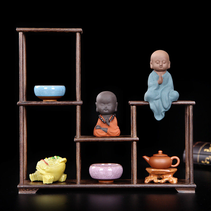 小博古架实木中式多宝阁底座茶壶展示架工艺品摆件架茶架子置物架