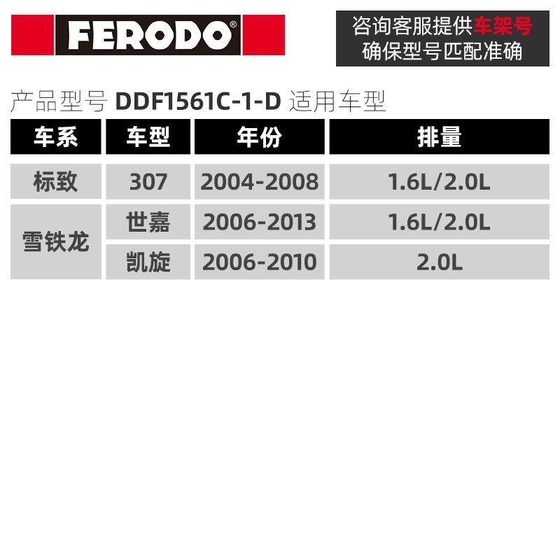 菲罗多 适配东风标致307后刹车盘 标志雪铁龙世嘉凯旋汽车刹车碟