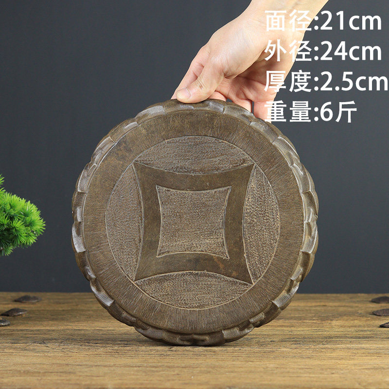 山西古建筑天然青石整料仿古雕刻荷花壶承底座工艺莲花青石圆垫