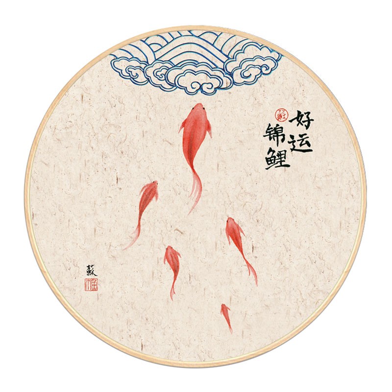 锦鲤好运抽象水墨画 新中式玄关装饰画客厅壁画 禅意茶室民宿挂画