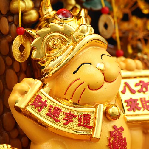 财源滚滚招财猫发财树摆件客厅办公室酒柜前台装饰品公司开业礼物