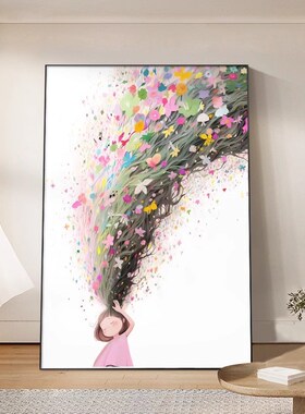 卡通入户正对门墙挂画儿童房间装饰画公主女孩治愈客厅画过道壁画