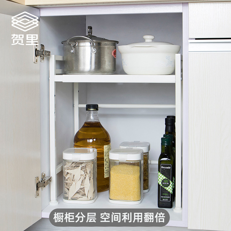 可伸缩微波炉置物架双层烤箱架子厨房落地家用收纳架台面放锅架子