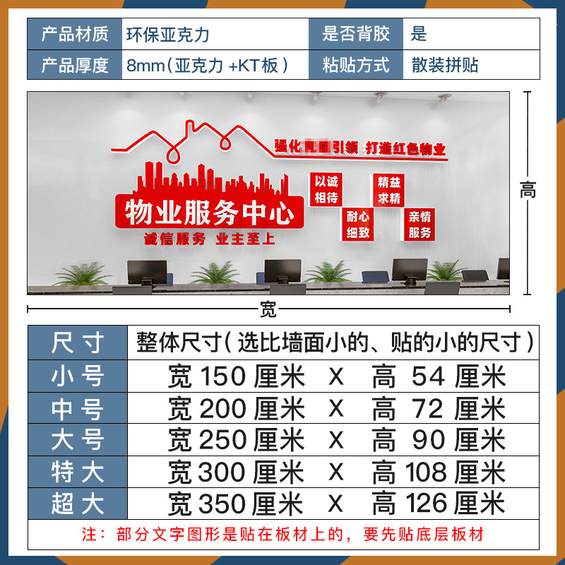 党建引领红色物业文化墙贴画服务中心办公室装饰背景墙面布置小区