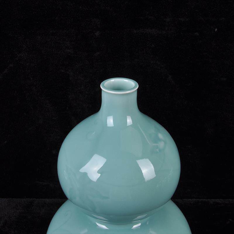 藏瓷阁青瓷花瓶摆件客厅插花中式室内家居禅意装饰工艺品大葫芦瓶
