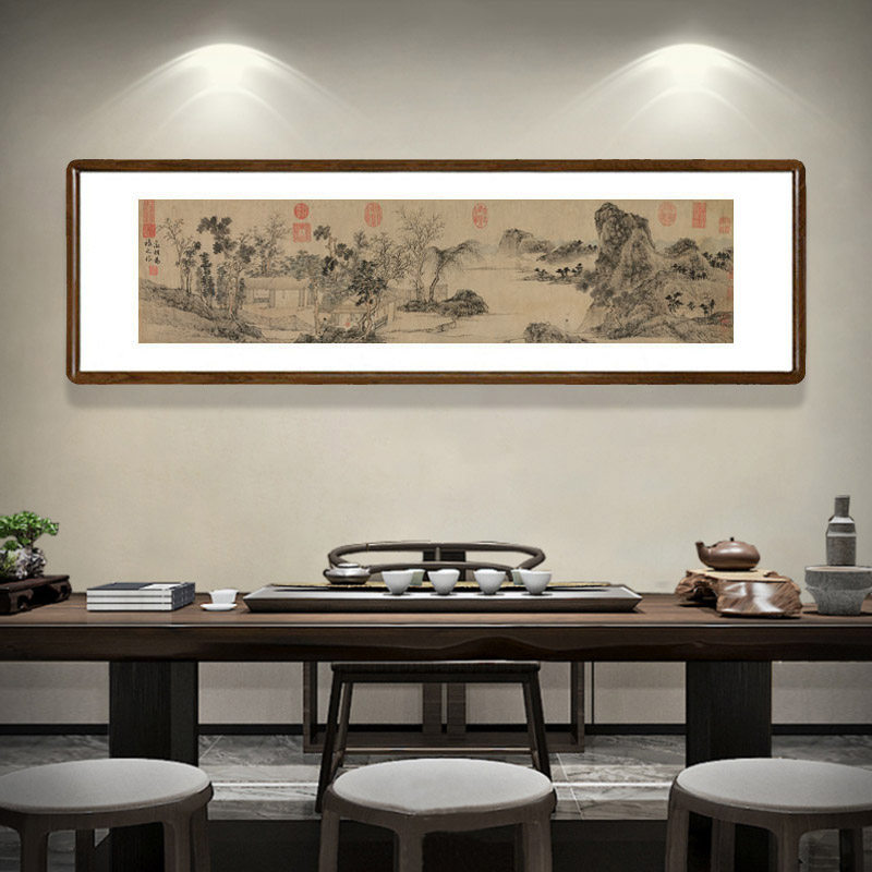 文征明林榭煎茶图国画山水画新中式客厅壁画茶室酒店复古装饰挂画