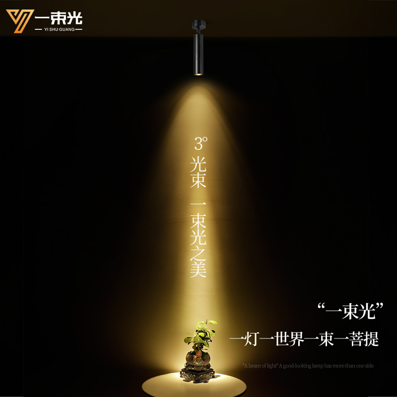 一束光聚光射灯3W小角度明装酒吧清吧餐厅餐桌氛围商铺吸顶轨道灯