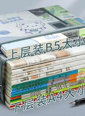 A4透明双层网纱文件袋档案袋学生用试卷收纳袋女文件袋笔袋拉链袋