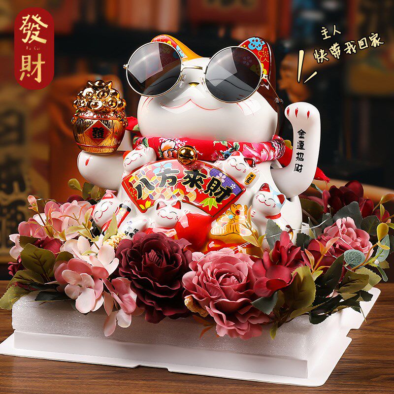 新店开业招财猫送贺礼电动手摇收银台大号发财猫摆件乔迁新居礼物