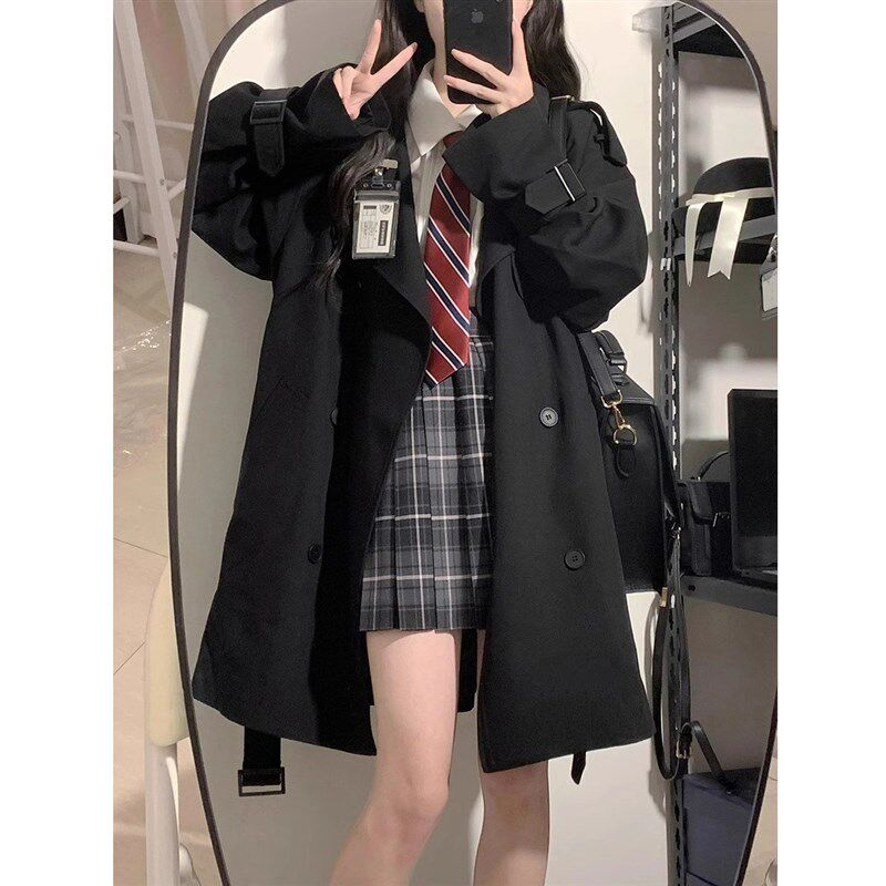 小风衣女式早春秋冬新款韩式高端英伦中长双层薄外套