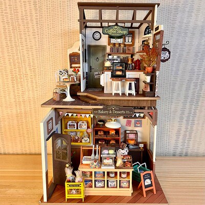 若来贝卡的面包店diqy手工小屋小房子模型创意小店迷你场景立体女