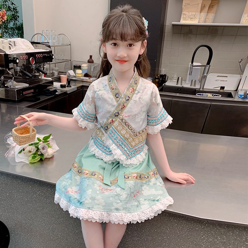 女童夏季连衣裙2026新款儿童民族风公主裙小女孩夏装汉服套装裙子图片