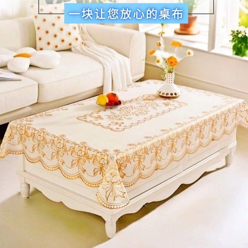 长方形茶几专用桌布烫金防水防油防烫免洗餐桌家用客厅欧式新款图片