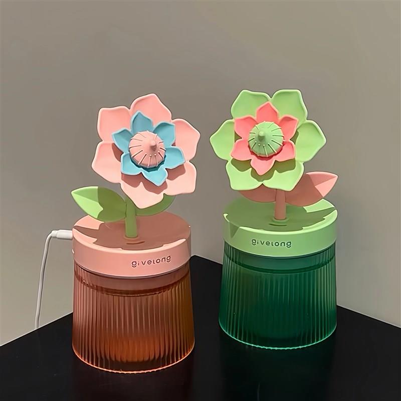 创意花朵加湿器小型家用静音办公室桌面空调房补水保湿喷雾加湿器