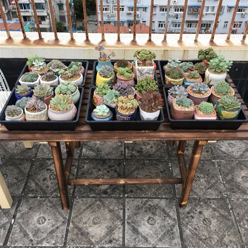包邮实木花架阳台户外阶梯多肉花盆架防腐木多功能田园风格置物架