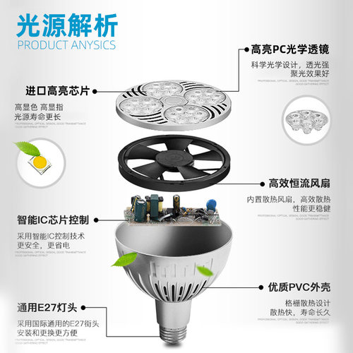 LED射灯35W聚光par30灯泡e27螺口轨道灯服装店商场40W帕灯COB光源