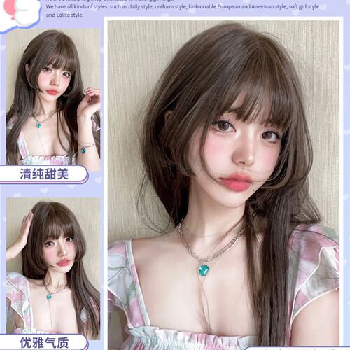 一口喵假发女日常公主切网红lolita长直发自然逼真jk全头套式假发