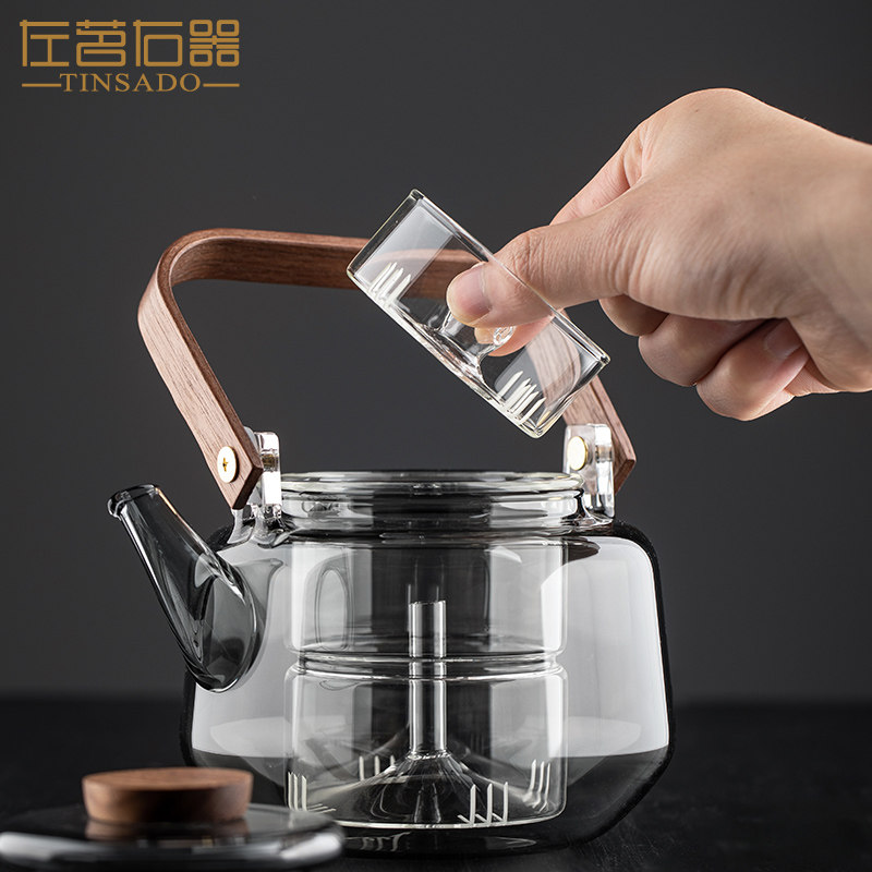 左茗右器耐高温玻璃煮茶壶围炉煮茶器电陶茶炉专用蒸煮一体烧水壶