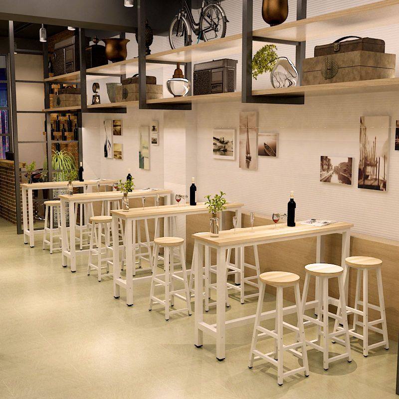 靠墙吧台桌家用简易小吧台奶茶店桌椅酒吧台餐桌长条桌窄桌高脚桌