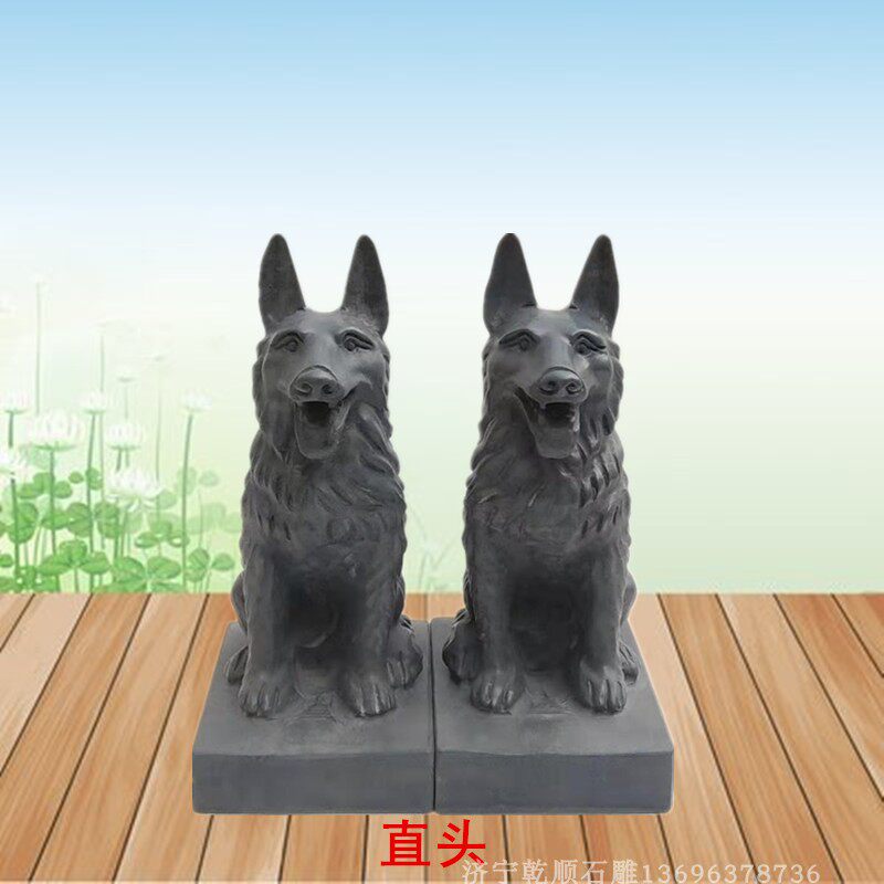 石雕狗看门镇宅石头狗摆件生肖狗青石狗镇宅旺财看门石狗一对摆件