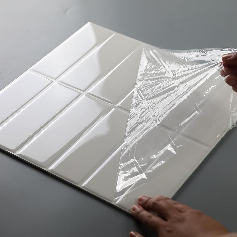 小白砖自贴3D立体墙贴自粘仿瓷砖贴纸浴室卫生间厨房墙面装饰防水