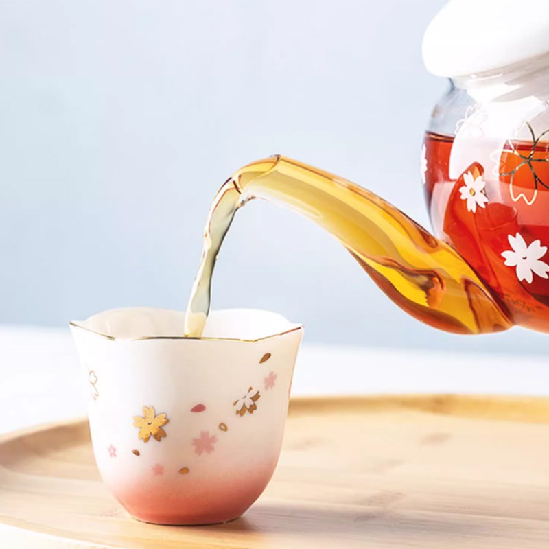 日式简约茶壶樱花茶具套装家用禅意功夫陶瓷茶杯茶盘礼盒装杯壶
