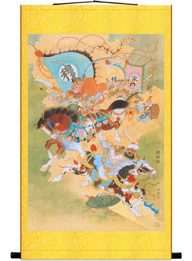 穆桂英挂帅图人物画像 秦良玉勤王 巾帼英雄装饰画绢布卷轴挂画