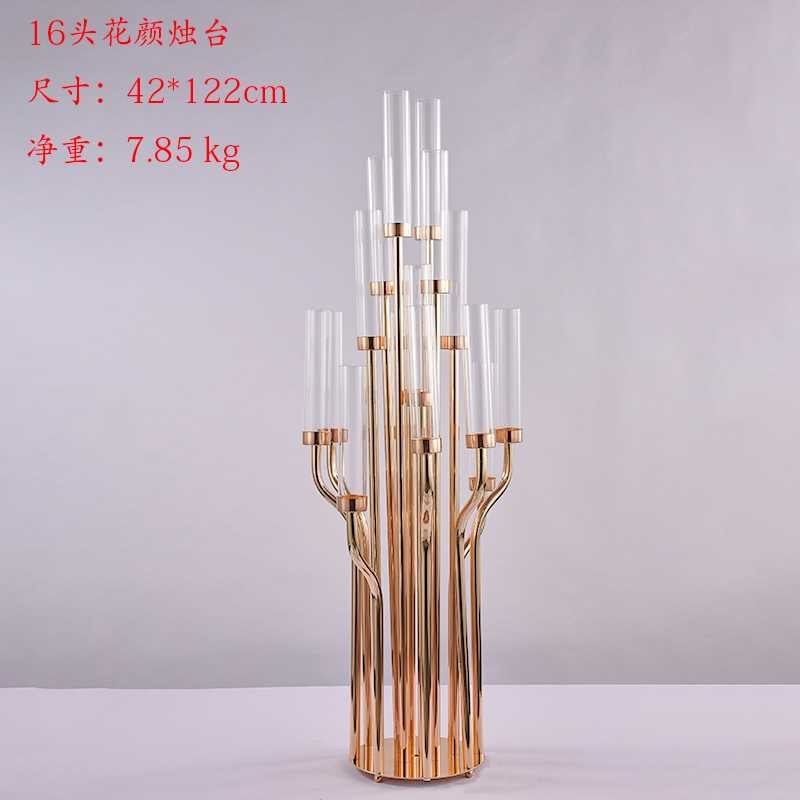 新款婚庆道具水晶冰条桌花路引花器婚礼堂舞台甜平台铁艺摆件装饰