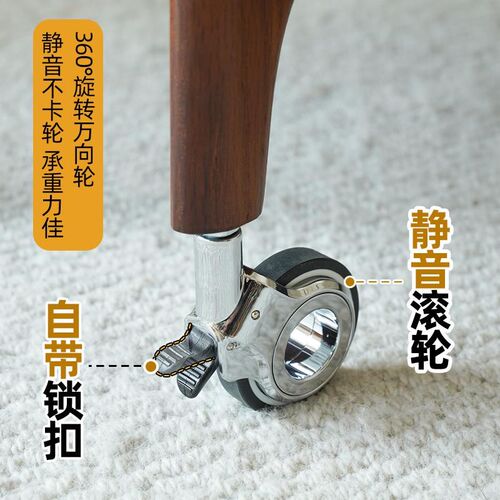 中古多功能实木茶几移动边几客厅家用小户型滚轮推车折叠桌面置物