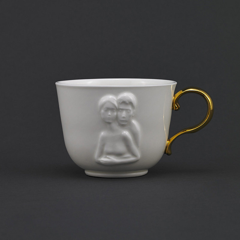 稀奇艺术《因为爱情》骨瓷杯浮雕水杯情侣对水杯下午茶杯新婚礼物