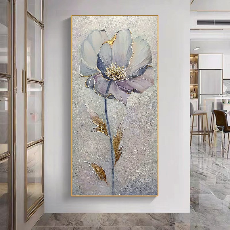 手绘油画花卉法式高端玄关装饰画轻奢高级感美式入户门正对墙挂画