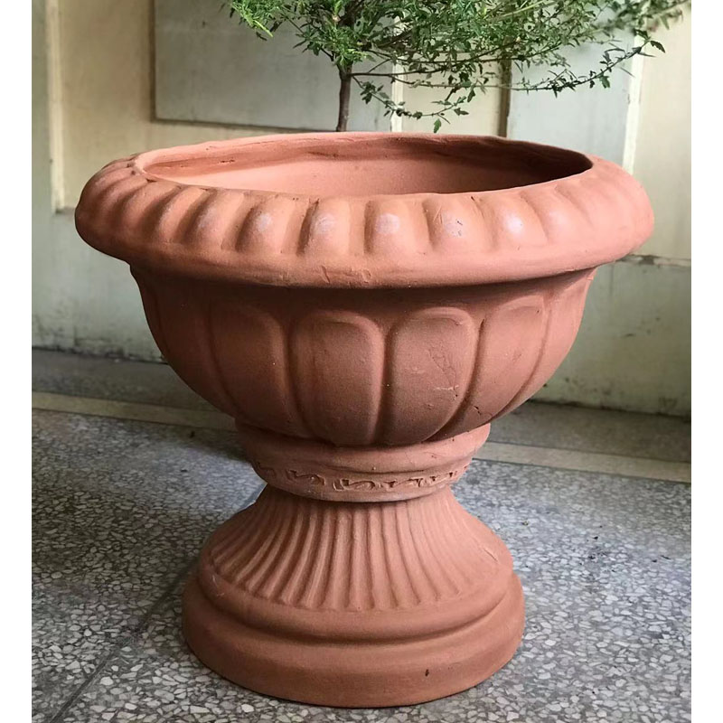宜兴粗陶陶瓷透气花盆大号 红陶盆 景观陶盆花钵