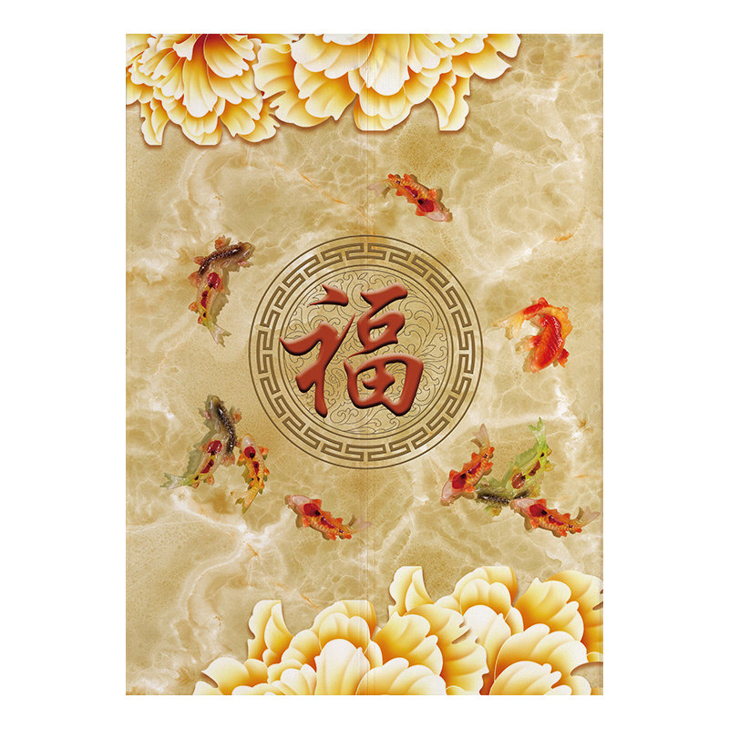 新款中式福字牡丹花门帘遮挡半帘厨房卫生间客厅房间隔断布艺