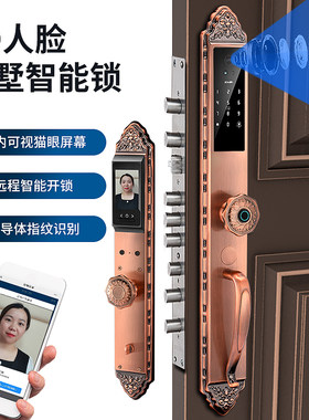 银驰别墅指纹锁欧式全自动双开大门电子锁密码锁3D人脸识别智能锁